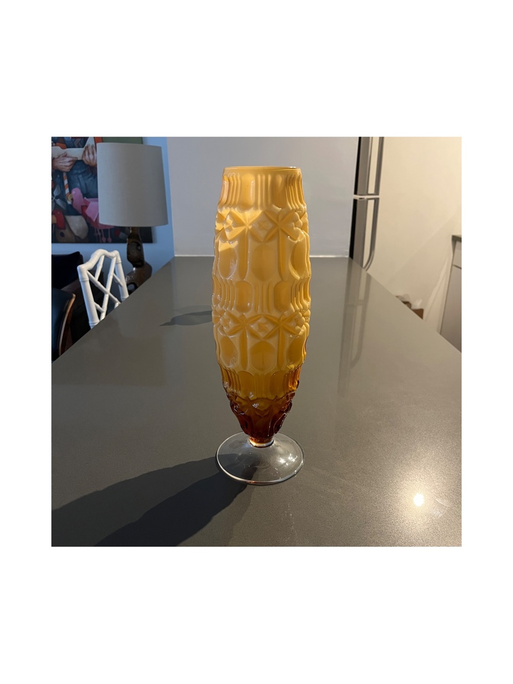 Italian Empoli Cased Glass Vintage 'Tiki' Vase - Picture 3 of 8